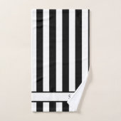 Modernes, Schwarz-weißes Strickbad Monogram Badhandtuch Set (Handtuch)