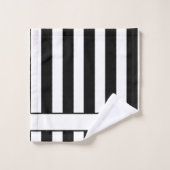 Modernes, Schwarz-weißes Strickbad Monogram Badhandtuch Set (Waschlappen)