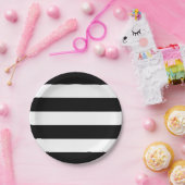 Modernes Schwarz-weißes Strip-Hochzeitsempfang-Par Pappteller (Party)