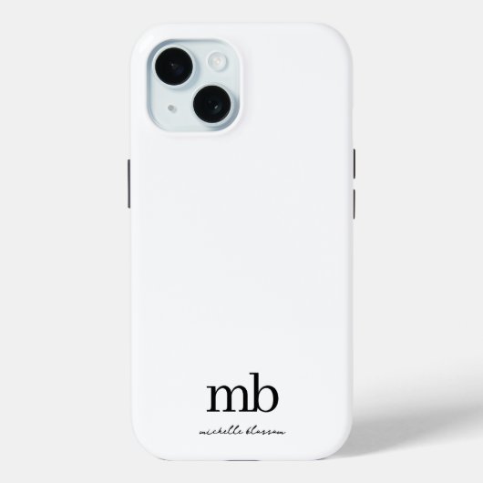Modernes Schwarz-weißes Trendy Script Initial Mono Case-Mate iPhone Hülle (Rückseite)