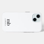 Modernes Schwarz-weißes Trendy Script Initial Mono Case-Mate iPhone Hülle (Rückseite (Horizontal))