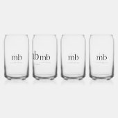 Modernes Schwarz-weißes Trendy Script Initial Mono Dosenglas (Hinten)