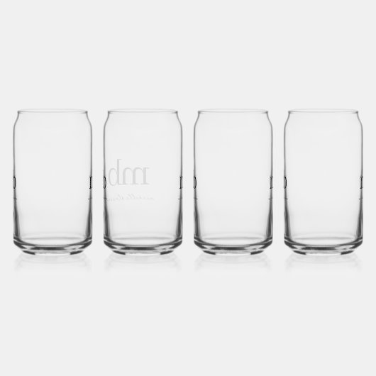 Modernes Schwarz-weißes Trendy Script Initial Mono Dosenglas (Rechts)