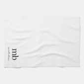 Modernes Schwarz-weißes Trendy Script Initial Mono Geschirrtuch (Horizontal)