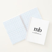 Modernes Schwarz-weißes Trendy Script Initial Mono Notizblock (Innenseite)