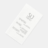 Modernes Schwarz-weißes und feines Hochzeitsmenü Serviette (Ecke)