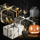 Modernes Schwarz-weißes und goldfarbenes Adult Hal Geschenkpapier Set