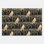 Modernes Schwarz-weißes und goldfarbenes Adult Hal Geschenkpapier Set (Vorderseite)