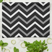 Modernes Schwarz-weißes und graues Zickzack Muster Küchentuch (Gefaltet)
