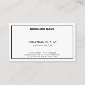 Modernes, Schwarz-weißes und schlichtes Design Sch Visitenkarte (Rückseite)