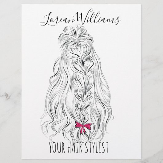 Modernes Schwarz-weißes Wavy Hair Pink Bow Hairsty Flyer (Vorne)