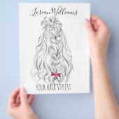 Modernes Schwarz-weißes Wavy Hair Pink Bow Hairsty Flyer (Hand)