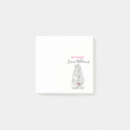 Modernes Schwarz-weißes Wavy Hair Pink Bow Hairsty Post-it Klebezettel