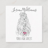 Modernes Schwarz-weißes Wavy Hair Pink Bow Hairsty Terminkarte (Vorderseite)