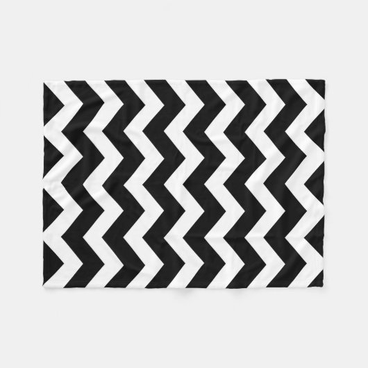 Modernes Schwarz-weißes Zickzack Muster Fleecedecke (Vorderseite (Horizontal))