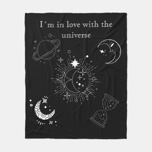 Modernes, schwarz zeichnend Universum-Muster für i Fleecedecke (Vorderseite)
