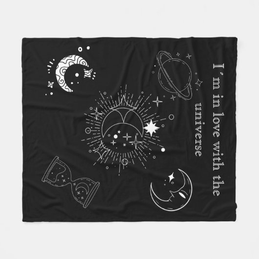 Modernes, schwarz zeichnend Universum-Muster für i Fleecedecke (Vorderseite (Horizontal))