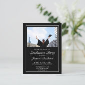 Modernes Schwarzer Abschluss Foto Einladung Postka Postkarte (Stehend Vorderseite)