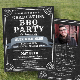 Modernes Schwarzer Abschluss GRILLEN Party Foto Ei