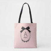 Modernes Schwarzer Bow Elegantes Rosa Monogramm Tasche (Vorderseite)