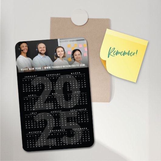 Modernes Schwarzes 2023 Kalender Einfaches Foto Magnet