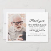 Modernes Schwarzes 2-Foto Elegantes Skript Begräbn Dankeskarte (Vorderseite)