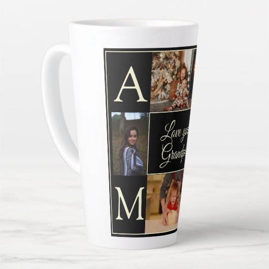 Modernes Schwarzes 4 Foto Mit Monogramm Liebe Opa Milchtasse (Linke Ecke)