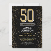 Modernes Schwarzes 50. Geburtstag Foto Überraschen Einladung (Vorderseite)