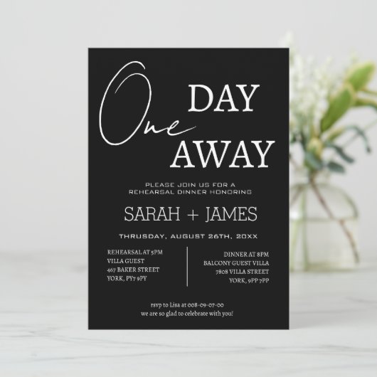 Modernes Schwarzes Abendessen am Probe Einladung (Stehend Vorderseite)