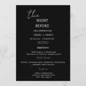 Modernes Schwarzes Abendessen vor der Probe Menükarte (Vorderseite)