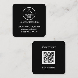 Modernes schwarzes benutzerdefiniertes Logo und QR Quadratische Visitenkarte
