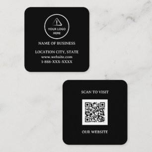 Modernes schwarzes benutzerdefiniertes Logo und QR Quadratische Visitenkarte