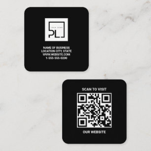 Modernes schwarzes benutzerdefiniertes Logo und QR Quadratische Visitenkarte