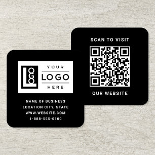 Modernes schwarzes benutzerdefiniertes Logo und QR Quadratische Visitenkarte