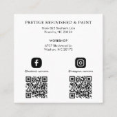 Modernes, schwarzes berufliches Design Quadratische Visitenkarte (Rückseite)