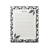 Modernes schwarzes botanisches Notizbuch Notizblock (Rotiert)