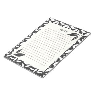 Modernes schwarzes botanisches Notizbuch Notizblock