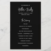 Modernes Schwarzes Budget-Hochzeitsprogramm Flyer (Vorne)