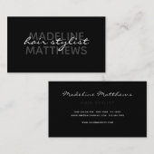 Modernes schwarzes Chic Hair Stylist Script Name S Visitenkarte (Vorne/Hinten)