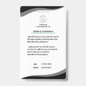 Modernes Schwarzes Design mit EMT Barcode Integrat Ausweis (Rückseite)