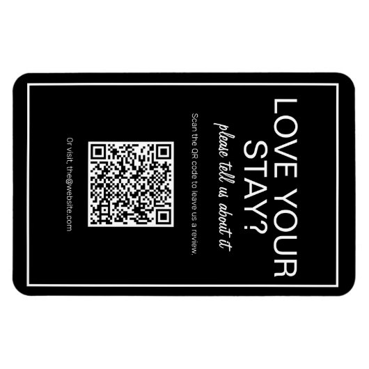 Modernes Schwarzes Digital QR Code Review Magnet (Horizontal)