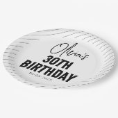 Modernes Schwarzes Drehbuch 30. Geburtstag Chic & Pappteller (Schrägansicht)