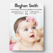 Modernes Schwarzes Einfaches Foto - Geburtsankündi Fotoplatte (Vorderseite)