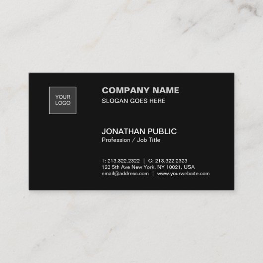 Modernes Schwarzes Einfaches Schlichtes Berufliche Visitenkarte (Vorderseite)