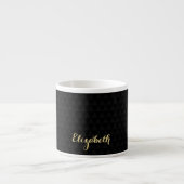 Modernes Schwarzes Elegantes Gold Script Chic Mit Espressotasse (Vorderseite)