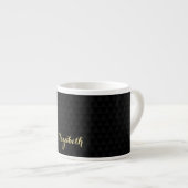 Modernes Schwarzes Elegantes Gold Script Chic Mit Espressotasse (Vorderseite Rechts)