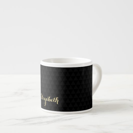 Modernes Schwarzes Elegantes Gold Script Chic Mit Espressotasse (Vorderseite Rechts)