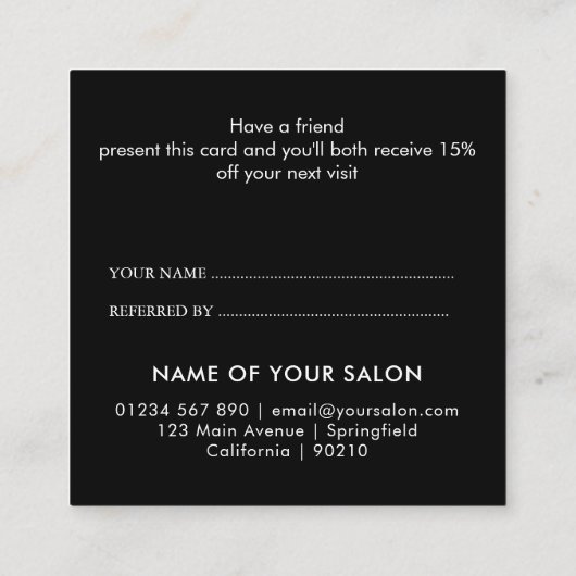 Modernes Schwarzes Elegantes Museum Empfehlungskarte (Rückseite)