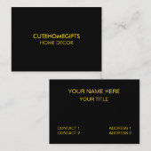 Modernes Schwarzes Elegantes Unternehmen Visitenkarte (Vorne/Hinten)