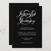 Modernes, schwarzes, elegantes weißes Skript Einladung (Vorne/Hinten)